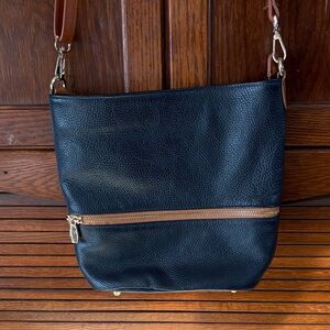 Valentina Black and Tan Crossbody Bag